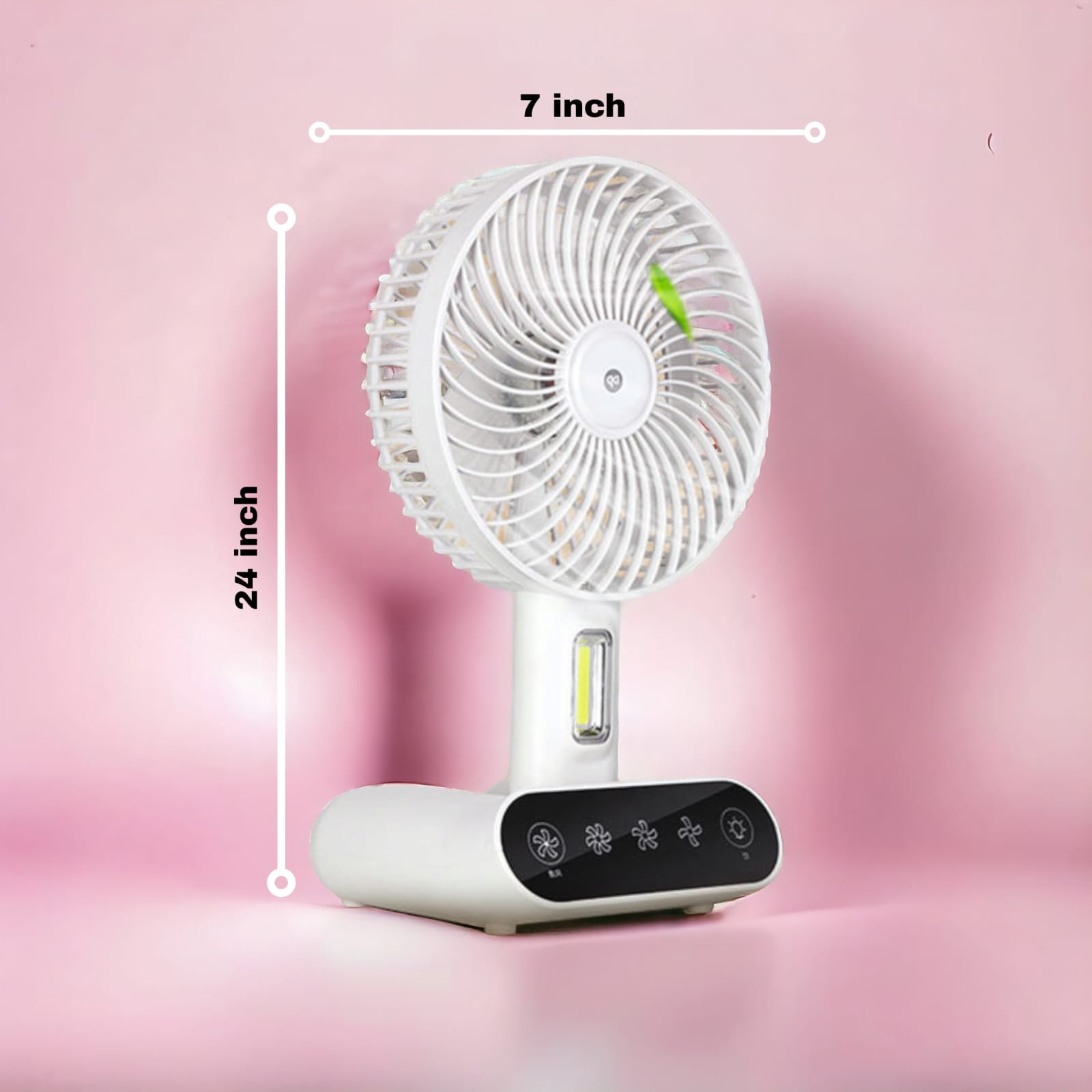 Rechargeable TableTouch Fan With Lamp USB Charging Portable Handheld 3 Gear Speed Desktop Mini Fan (DP 7624 )-000081
